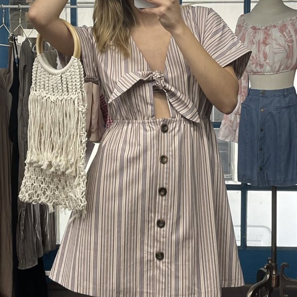 MODA ME COUTURE Dresses & Skirts - Striped Tie Front Mini Dress